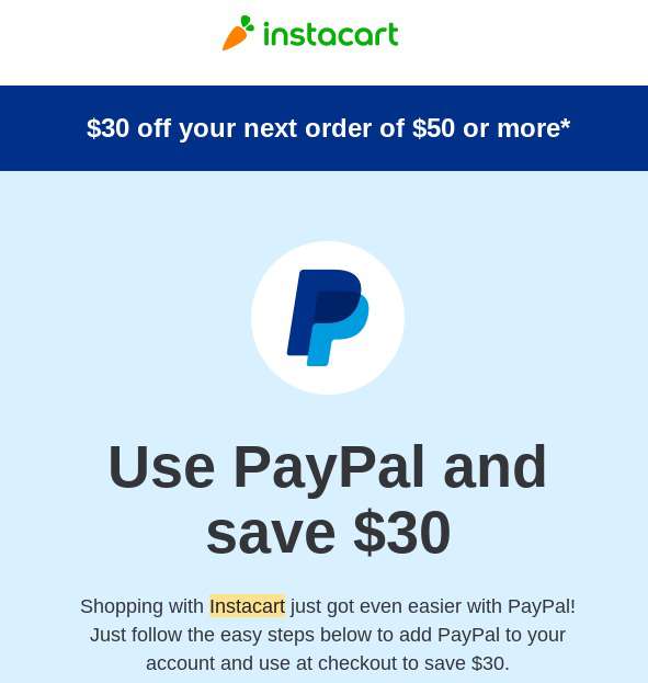 





                                                     Instacart ile $50 alışverişe $30 indirim