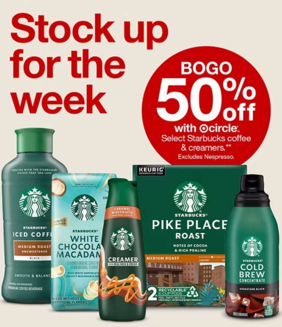 Target Starbucks ürünlerinde 1 alana 2. %50 indirimli 