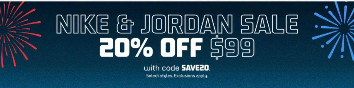 Nike jordan ayakkabılarda $99 ve üzeri harcamalarda %20 indirim