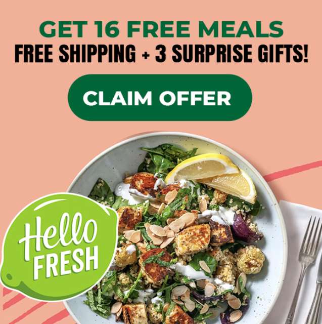 Hello Fresh ilk ücretsiz siparişiniz ile 16 bedava yemek veriyor 