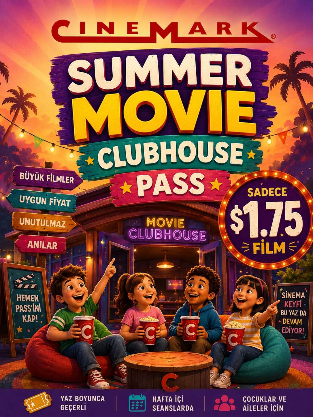 Cinemark Summer Movie Clubhouse  — Filmler Sadece $1.75!